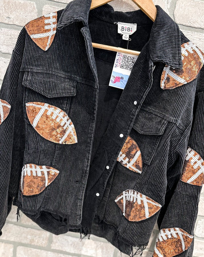 Football Sequin Washed Corduroy Jacket