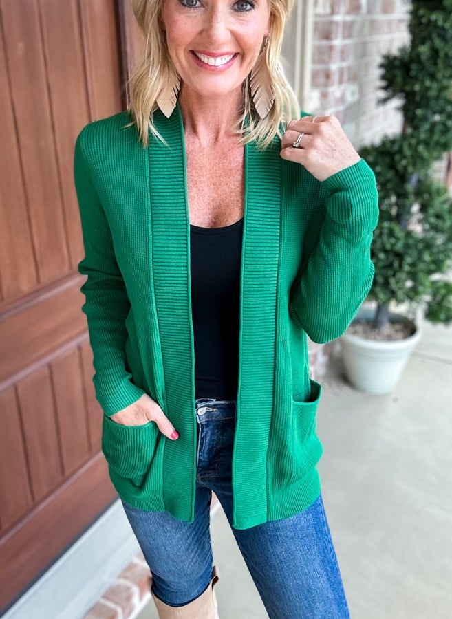 Bright Fun Color Waffle Knit Staccato Cardigan