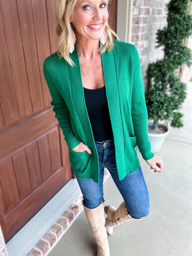 Bright Fun Color Waffle Knit Staccato Cardigan
