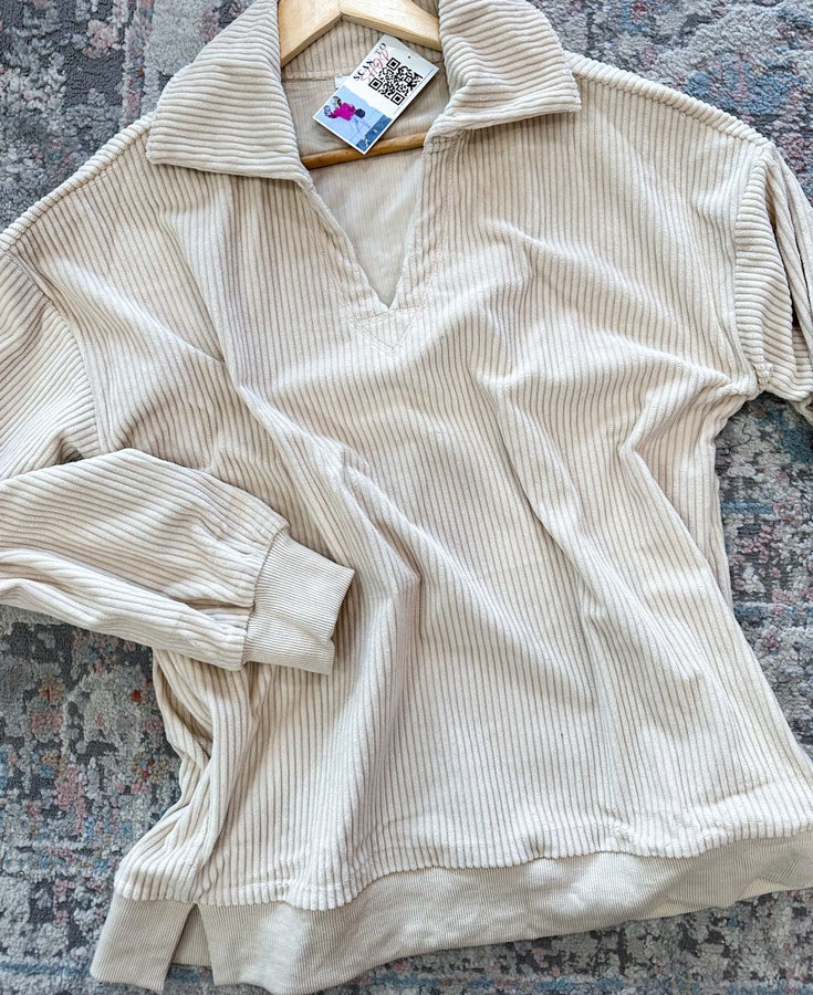 Rita Ribbed Stretchy Corduroy Top