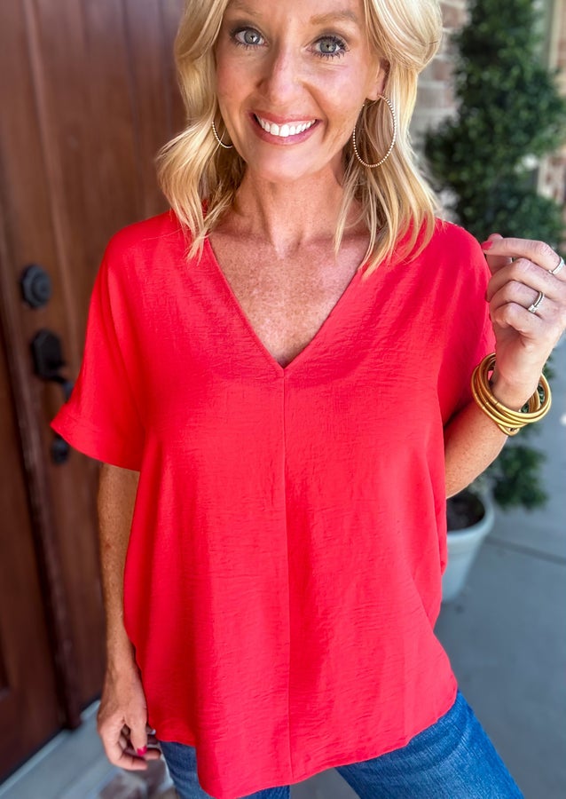 Sawyer Solid V-Neck Boxy Top