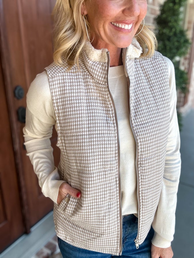 Teagan Taupe Detail Zip Vest