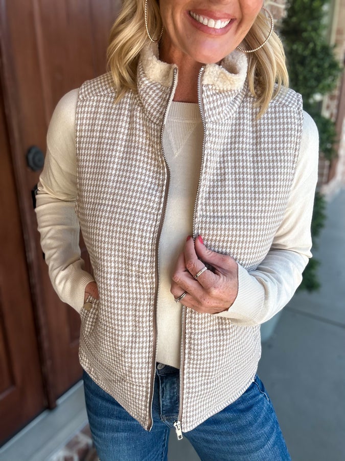 Teagan Taupe Detail Zip Vest