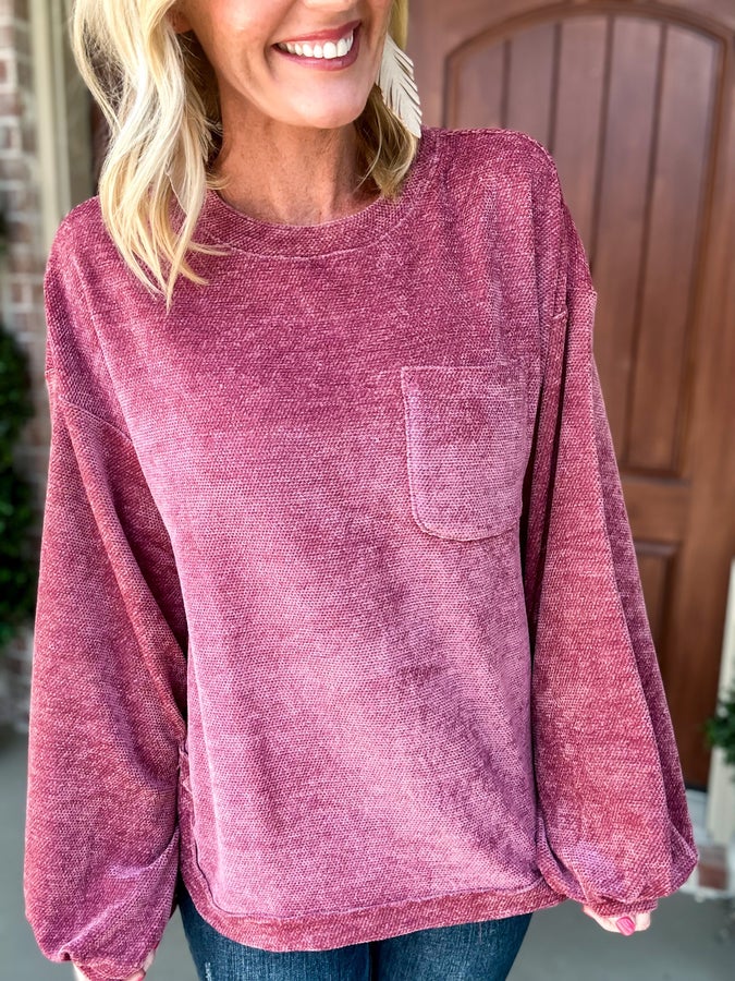 Pleated Puff Sleeve Textured Soft Knit Top