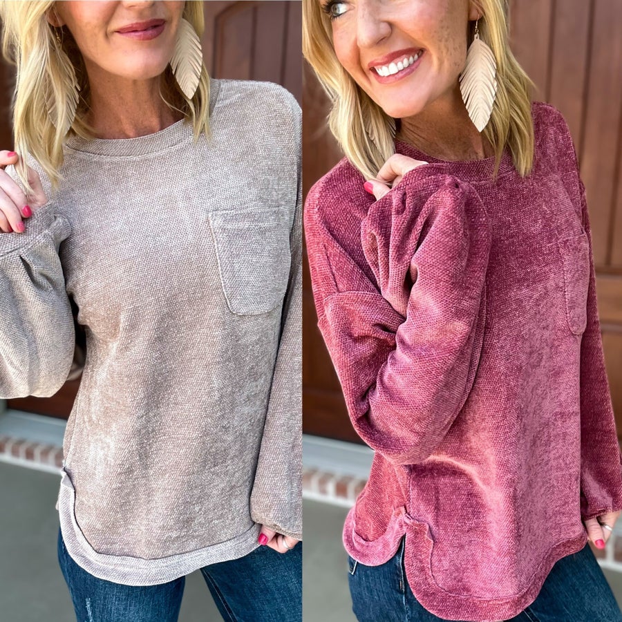 Pleated Puff Sleeve Textured Soft Knit Top