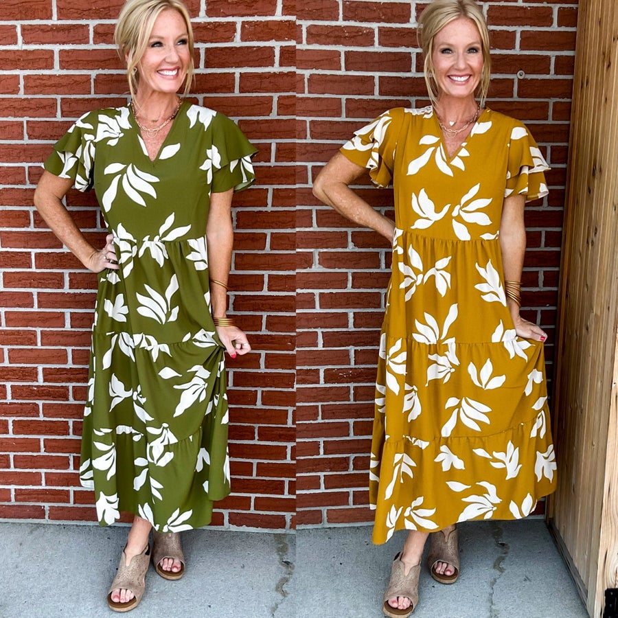 At Last Abstract Print Midi Dress