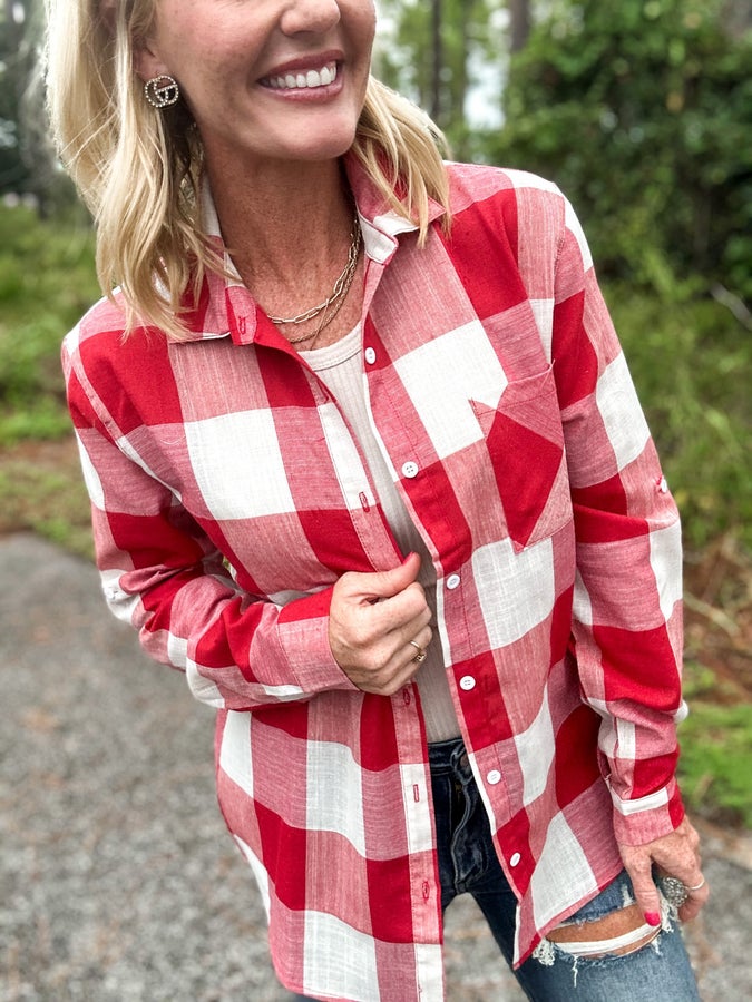 Bring It Back Button Down Plaid Shirt