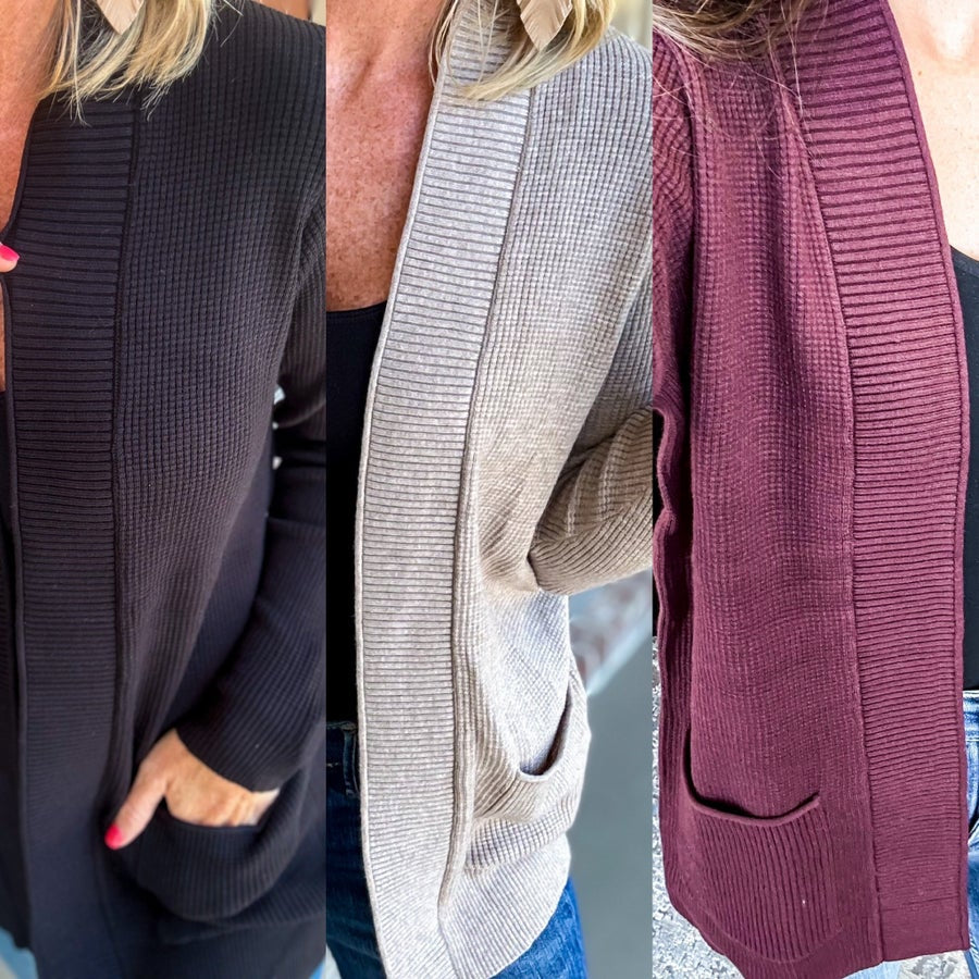 The Fall Color Waffle Knit Staccato Cardigan