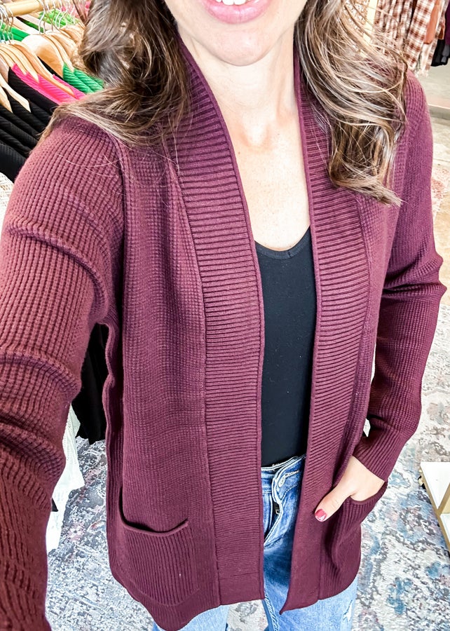The Fall Color Waffle Knit Staccato Cardigan