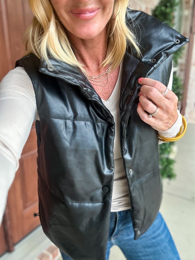 Look At Me Now Faux Leather Vest