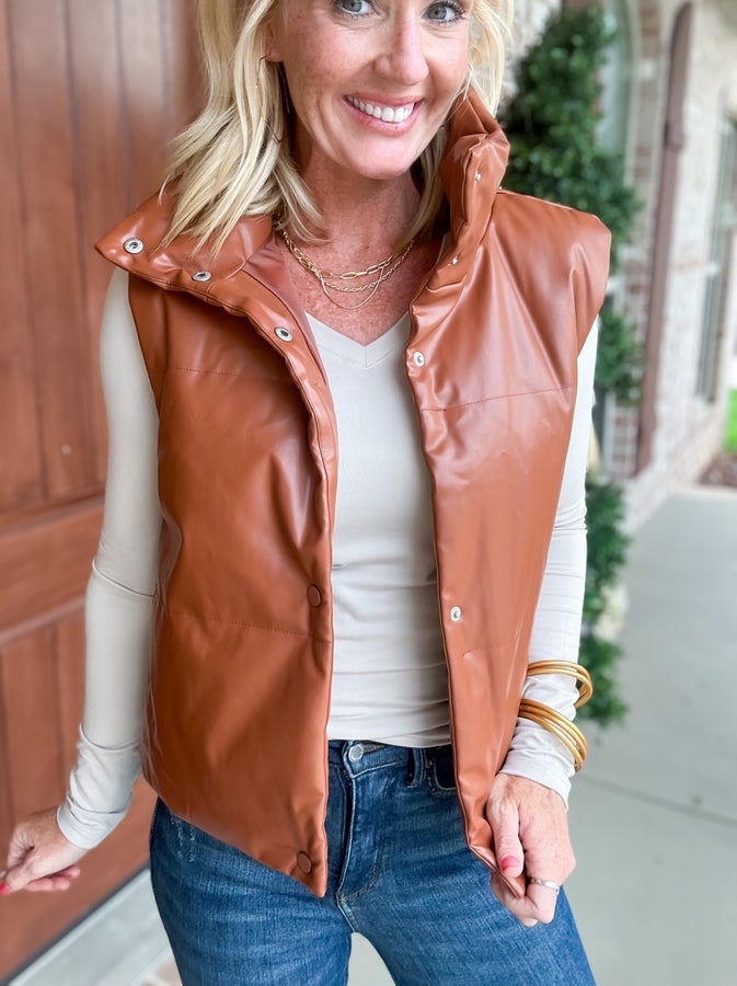 Look At Me Now Faux Leather Vest