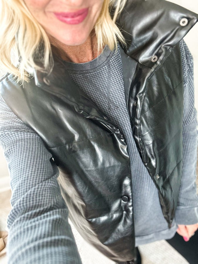Look At Me Now Faux Leather Vest