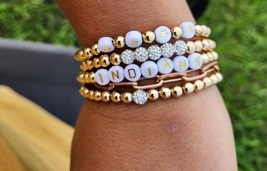 School Spirit Gold Stack Bracelet Set