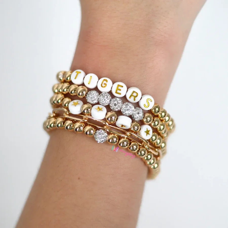 School Spirit Gold Stack Bracelet Set