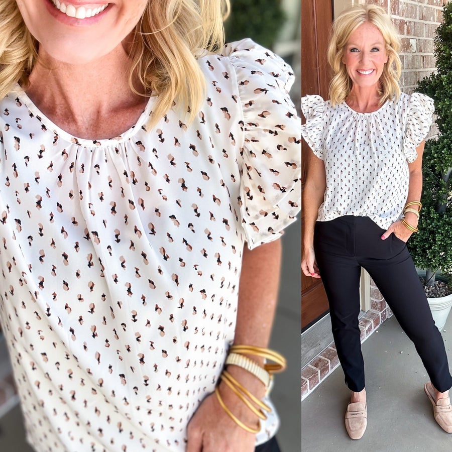 Workin' Gal Ruffle Sleeve Detail Blouse