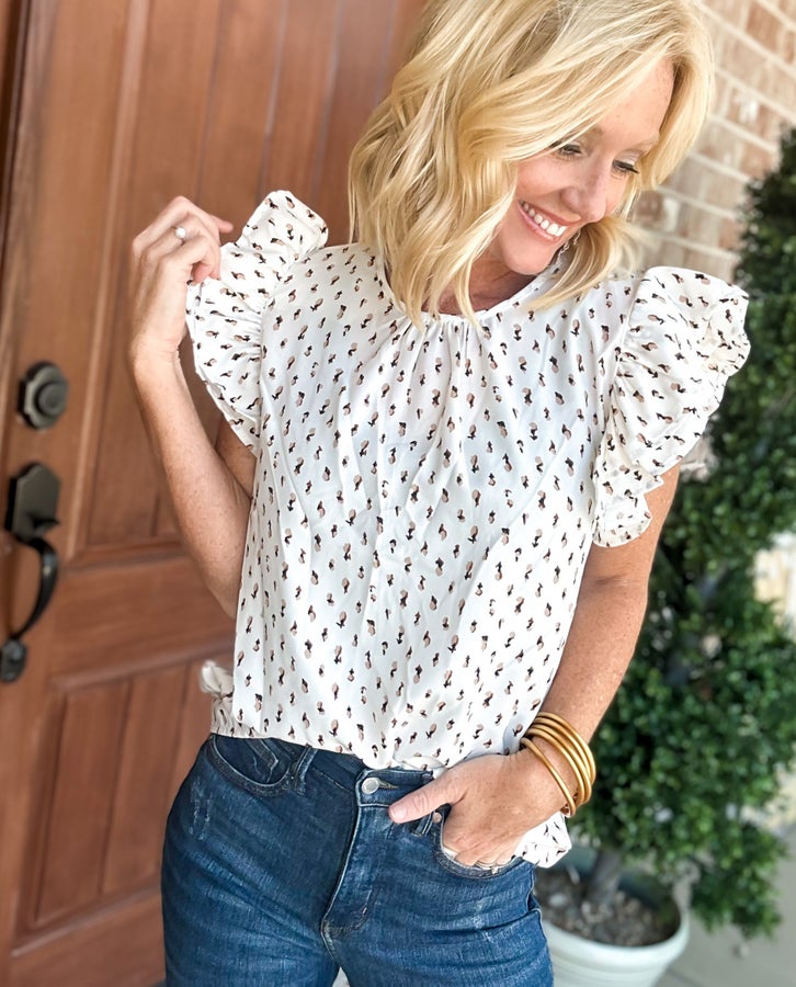 Workin' Gal Ruffle Sleeve Detail Blouse