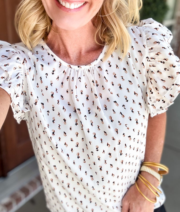 Workin' Gal Ruffle Sleeve Detail Blouse