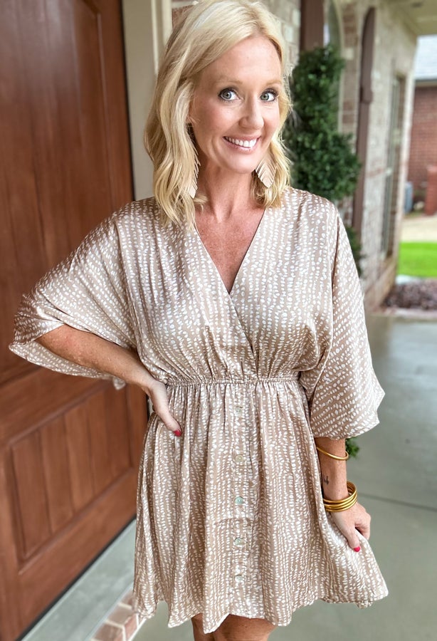 Geo Print Kimono Style Dress