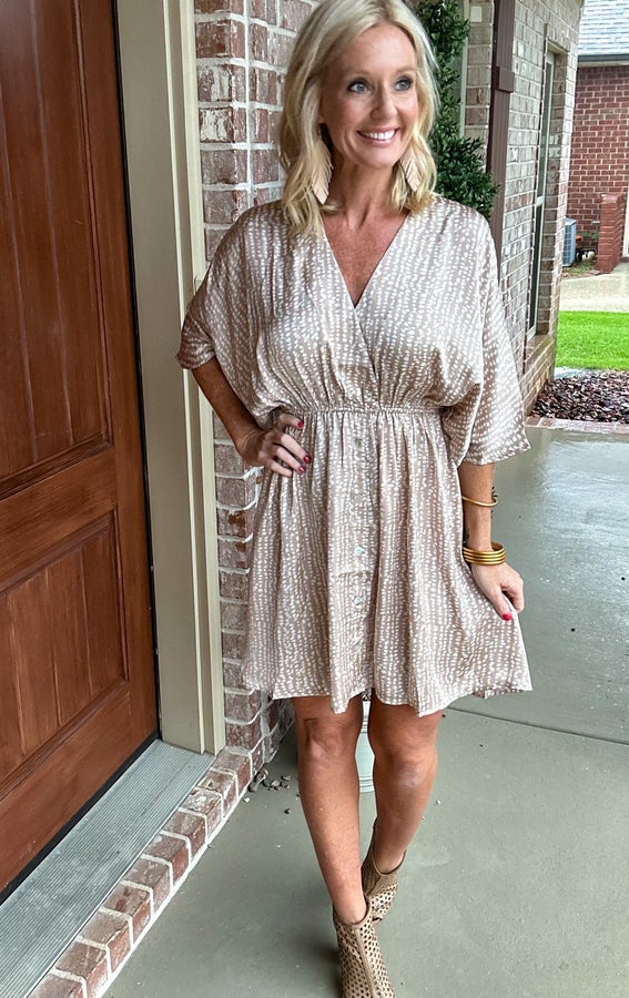 Geo Print Kimono Style Dress