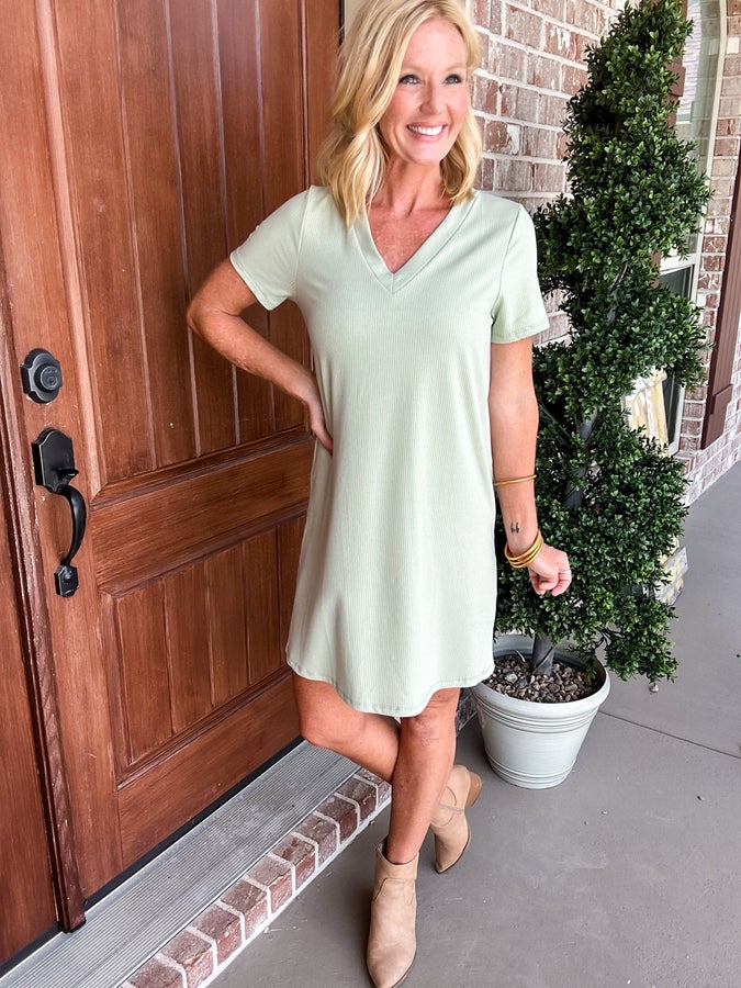 Small Town Girl Ribbed Tee Dress