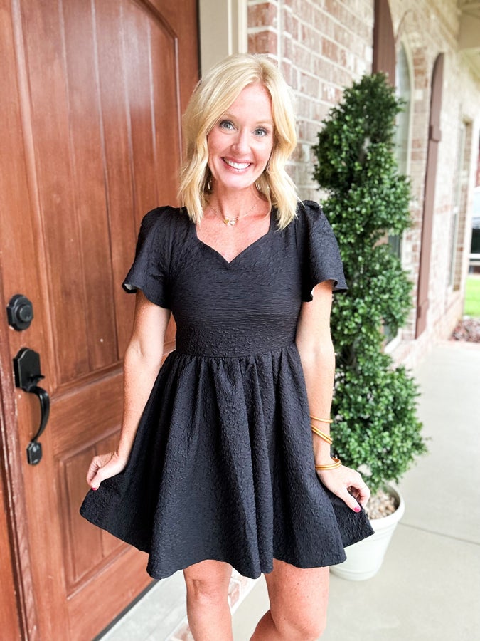 Let Your Light Shine Down Black Dress w/ Shorts