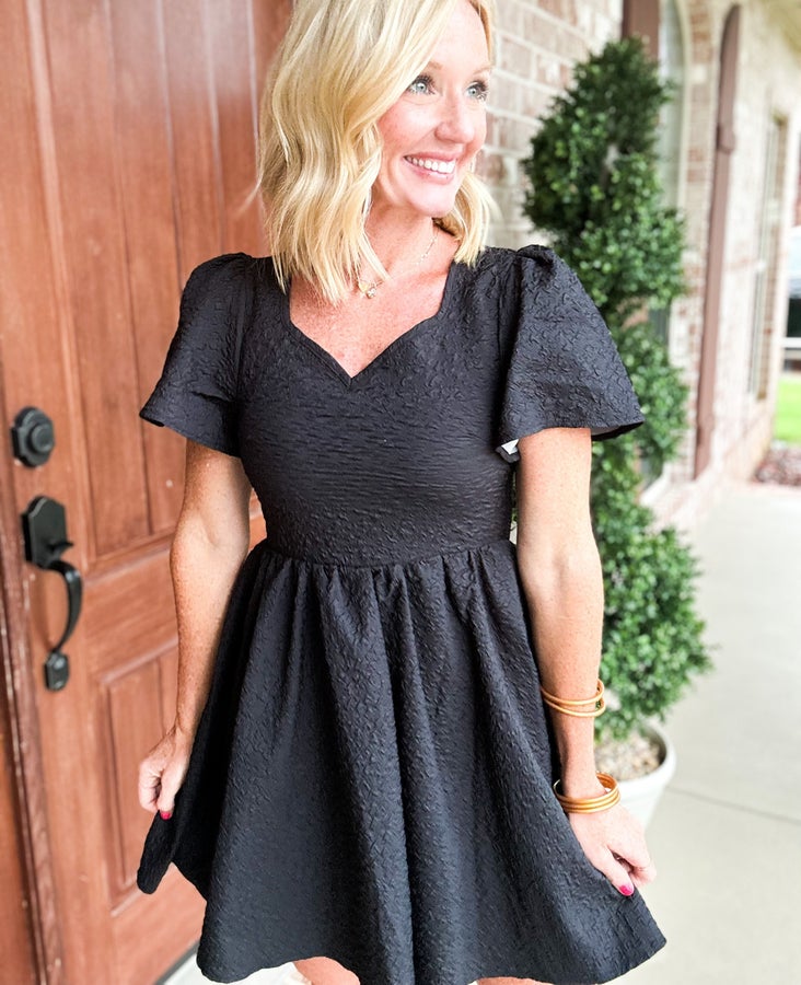 Let Your Light Shine Down Black Dress w/ Shorts