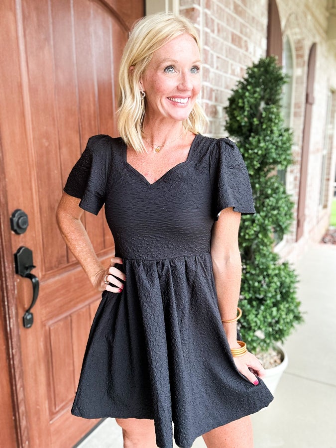 Let Your Light Shine Down Black Dress w/ Shorts
