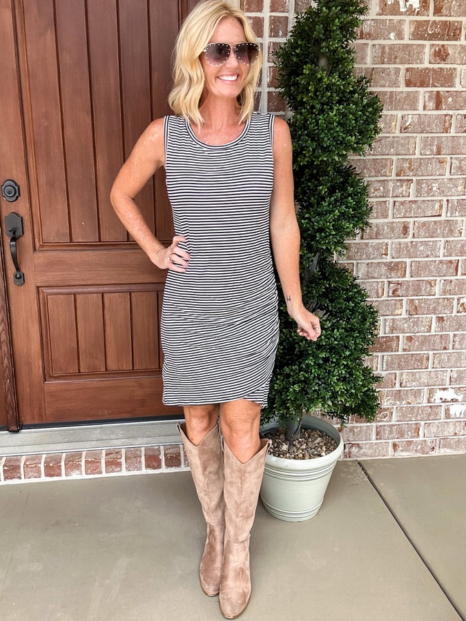 Classic Stripes Sleeveless Dress