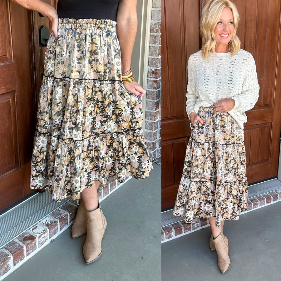 I Love Your Floral Midi Skirt