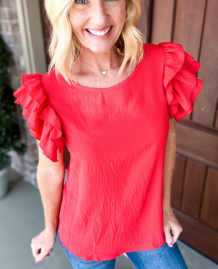 These Days Ruffle Short Sleeve Top