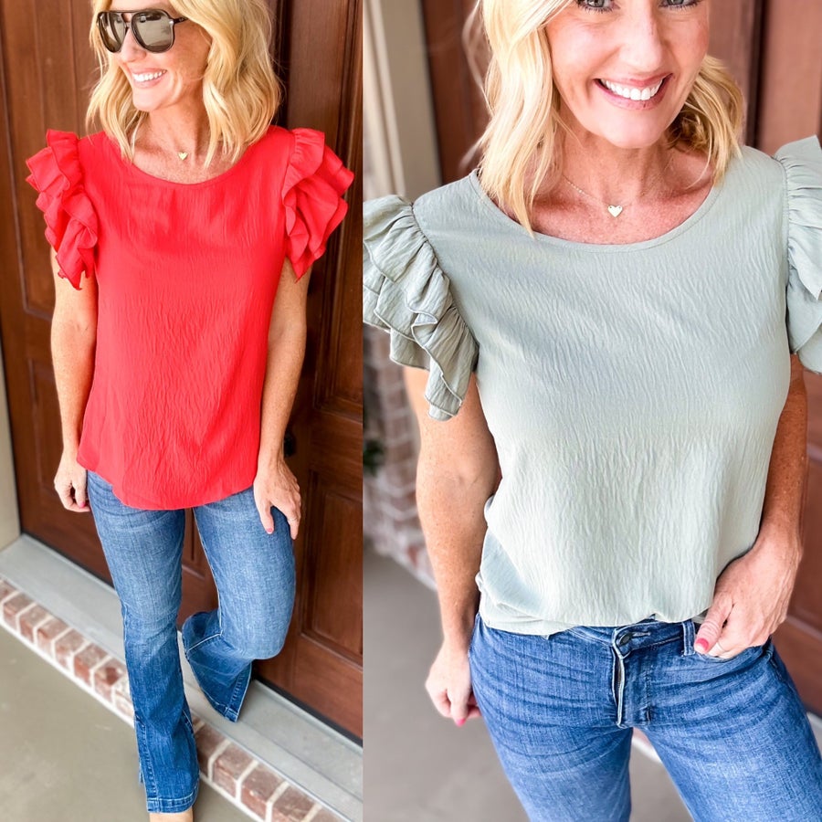 These Days Ruffle Short Sleeve Top