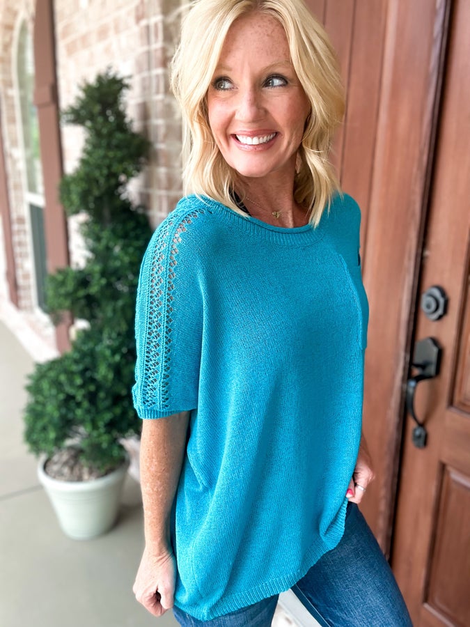 Piper Pointelle Raw Edge Top