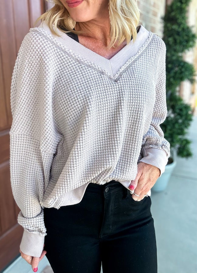 Worry About Tomorrow Waffle Knit Top