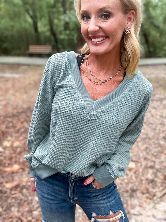 Worry About Tomorrow Waffle Knit Top