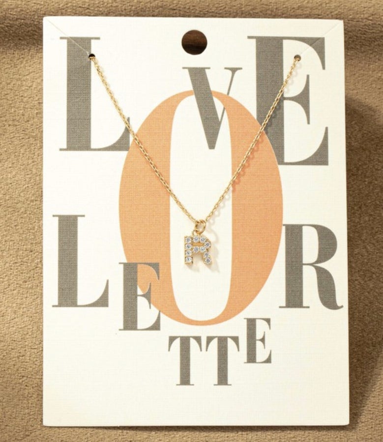 Dainty Rhinestone Initial Necklace