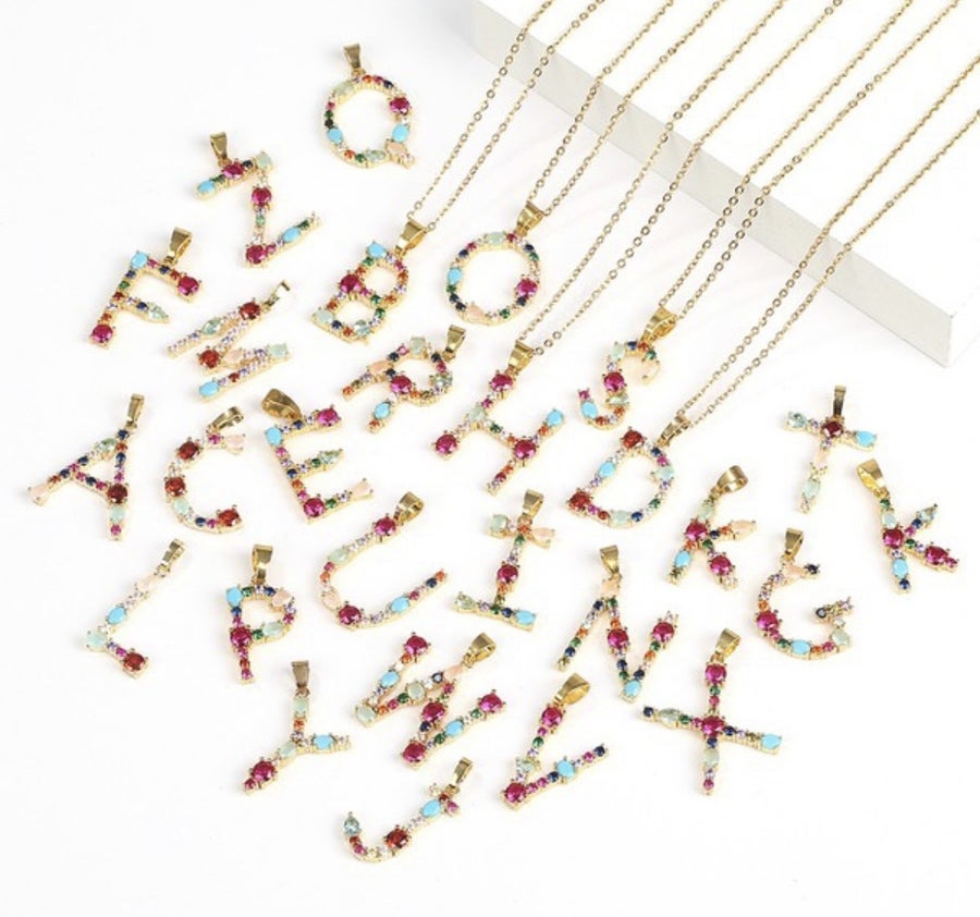 Multicolor Initial Necklace