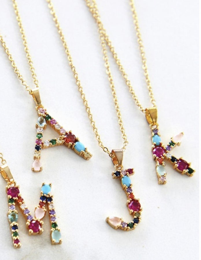 Multicolor Initial Necklace