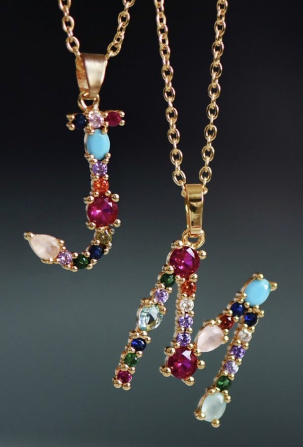 Multicolor Initial Necklace