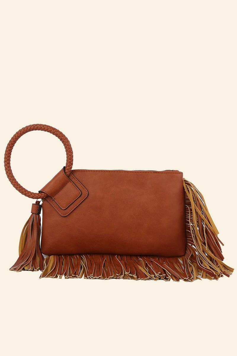 Fringe Cuff Clutch Tassel Wristlet Clutch Bag