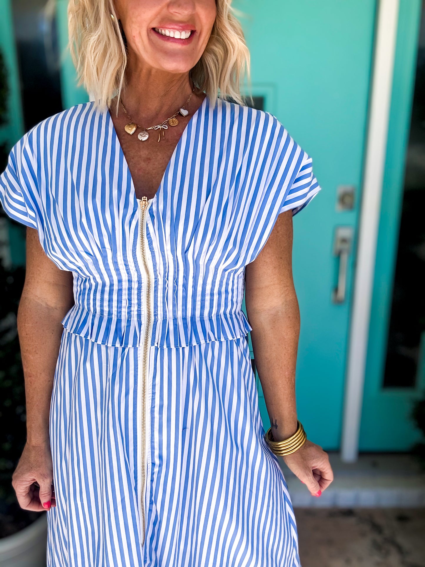 Chambray Charm Zip Dress