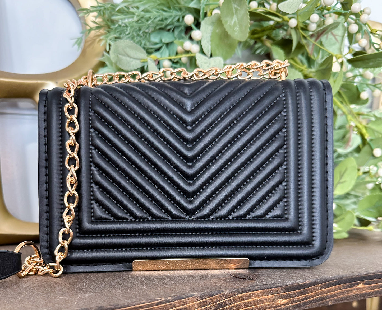 Leather Chevron Crossbody