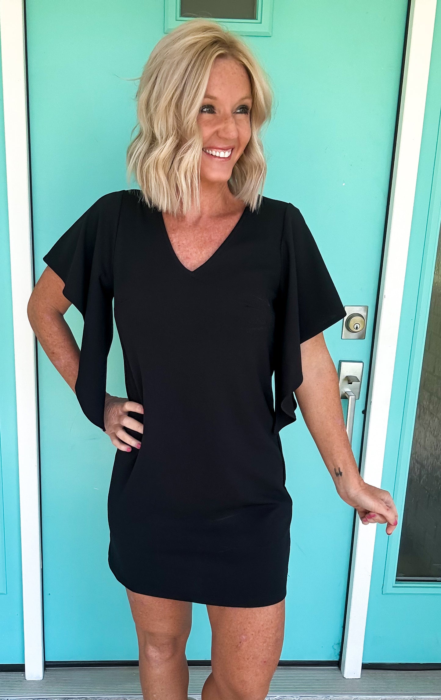 Rad Ruffle Sleeve Mini Dress
