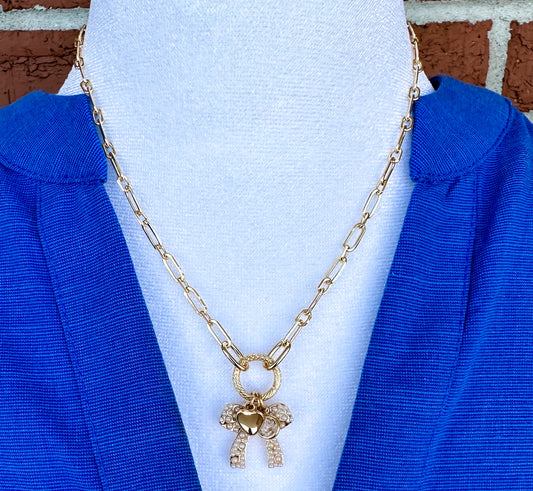 Heart & Bow Charm Necklace