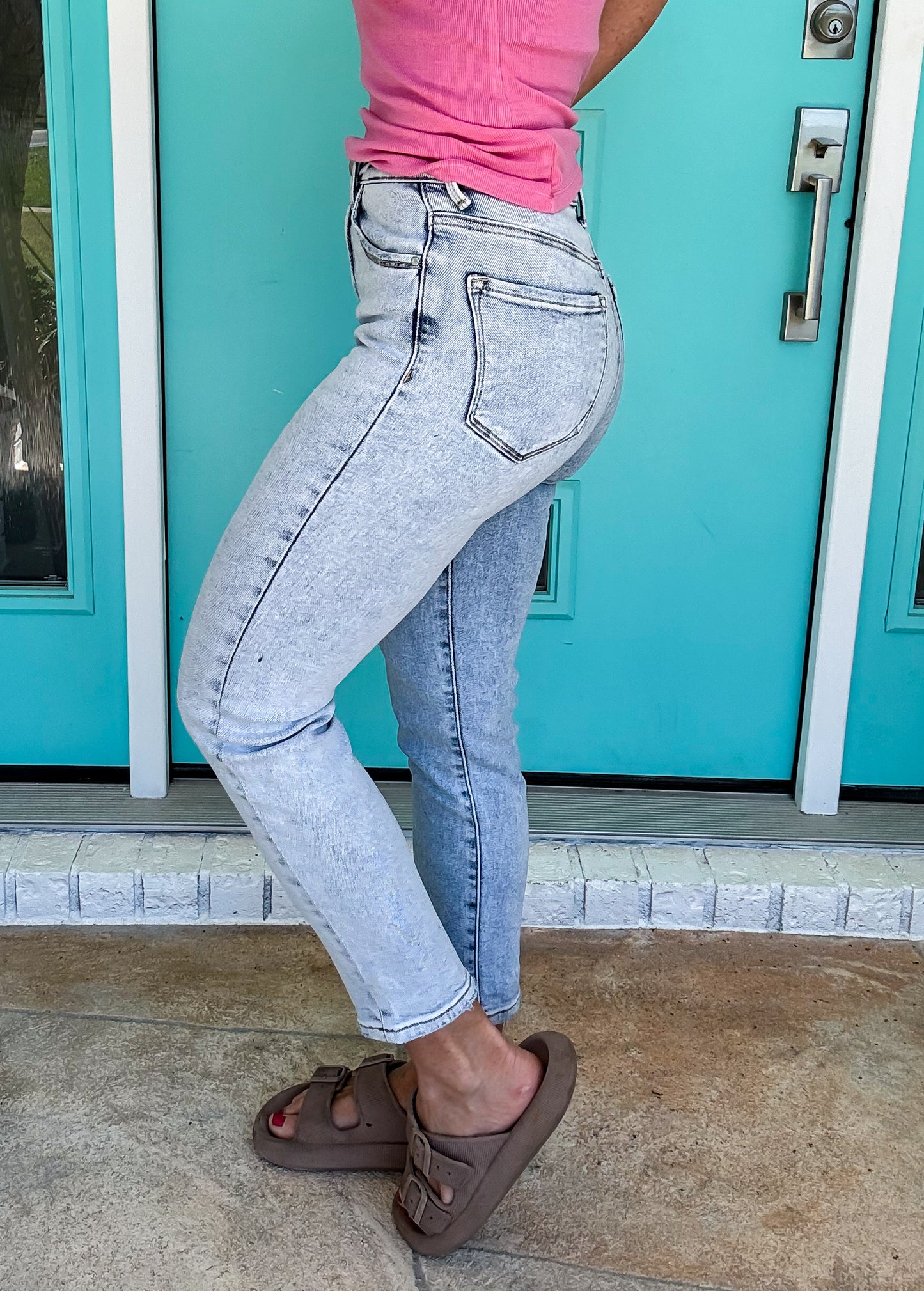 The Holly Two-Tone  Girlfriend Jeans