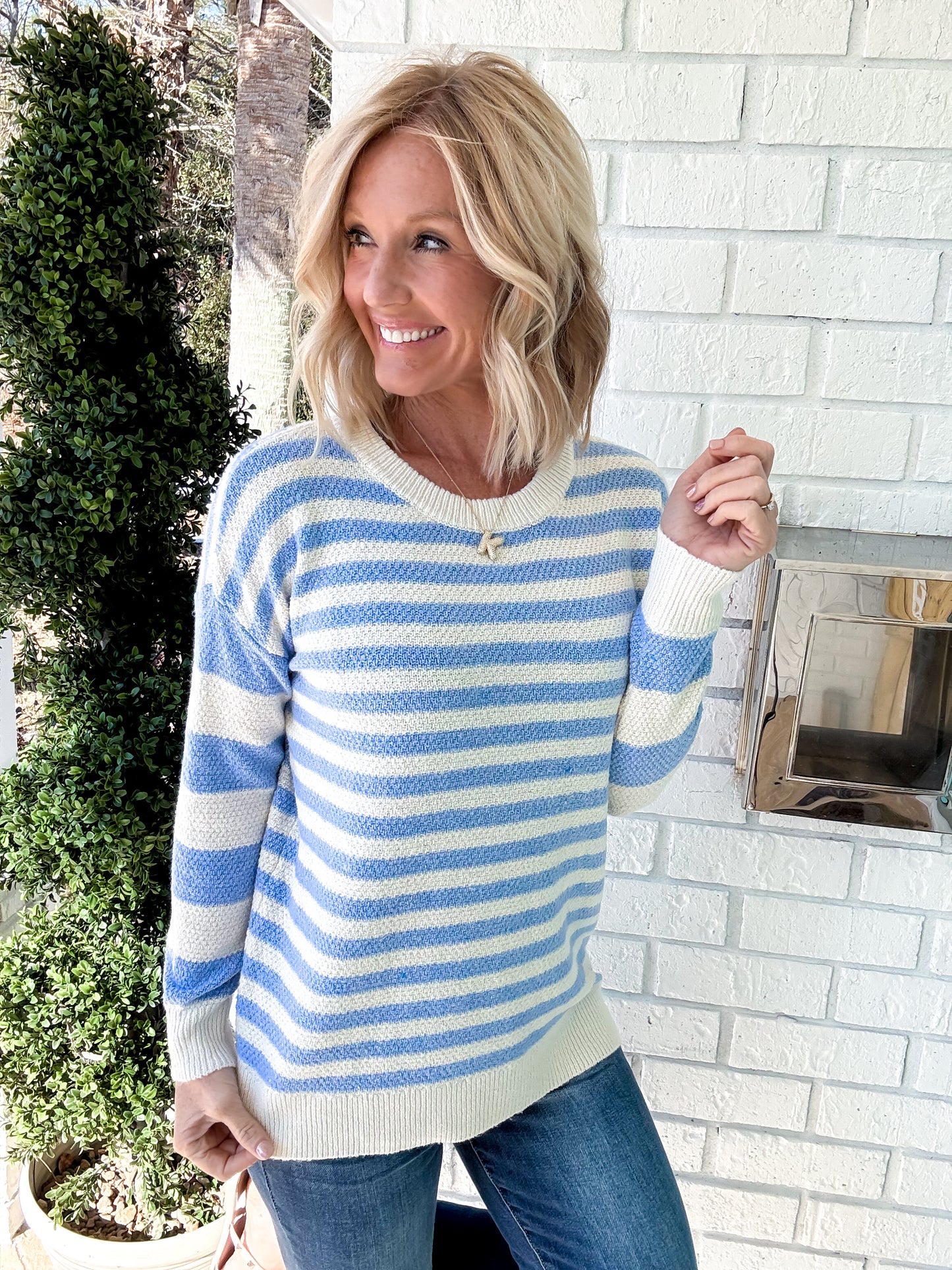 Rippled Striped Sweater