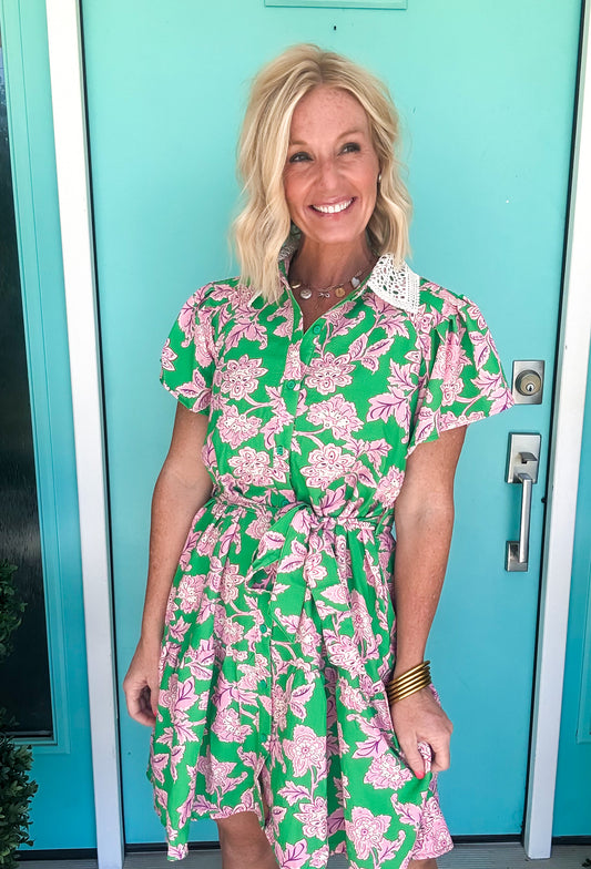Southern Charm Lace Collar Dress