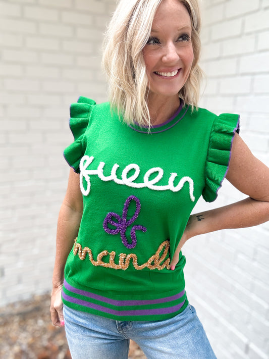 Queen of Mardi Tinsel Top