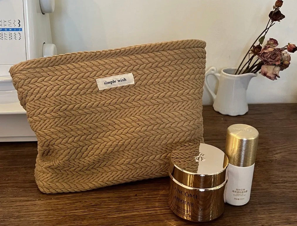 Woven Cosmetic Bag | Coffee