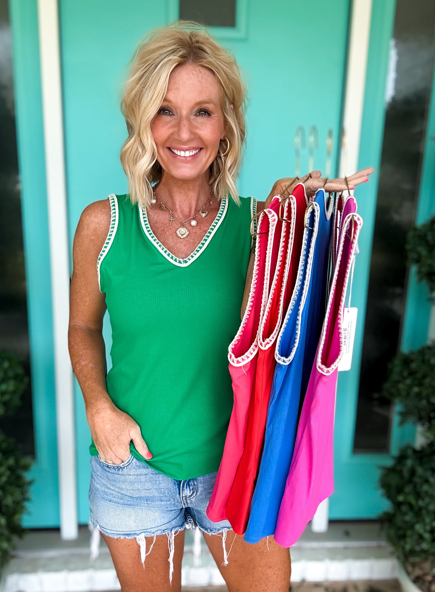 Whisper Embroidery Stitched Tank