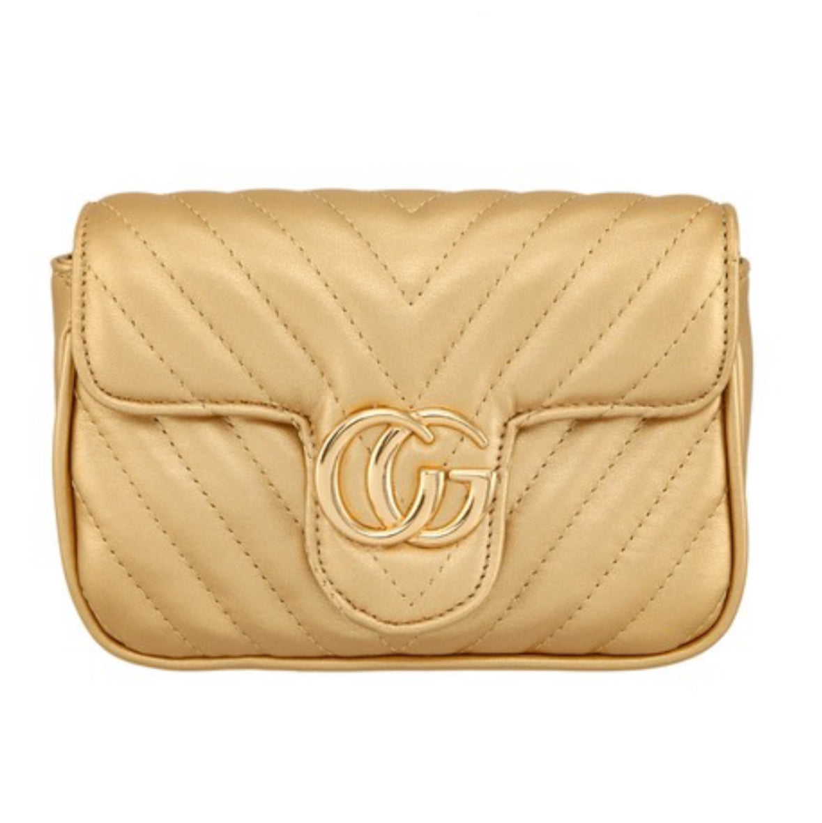 Chevron Quilted CG Gold Chain Crossbody